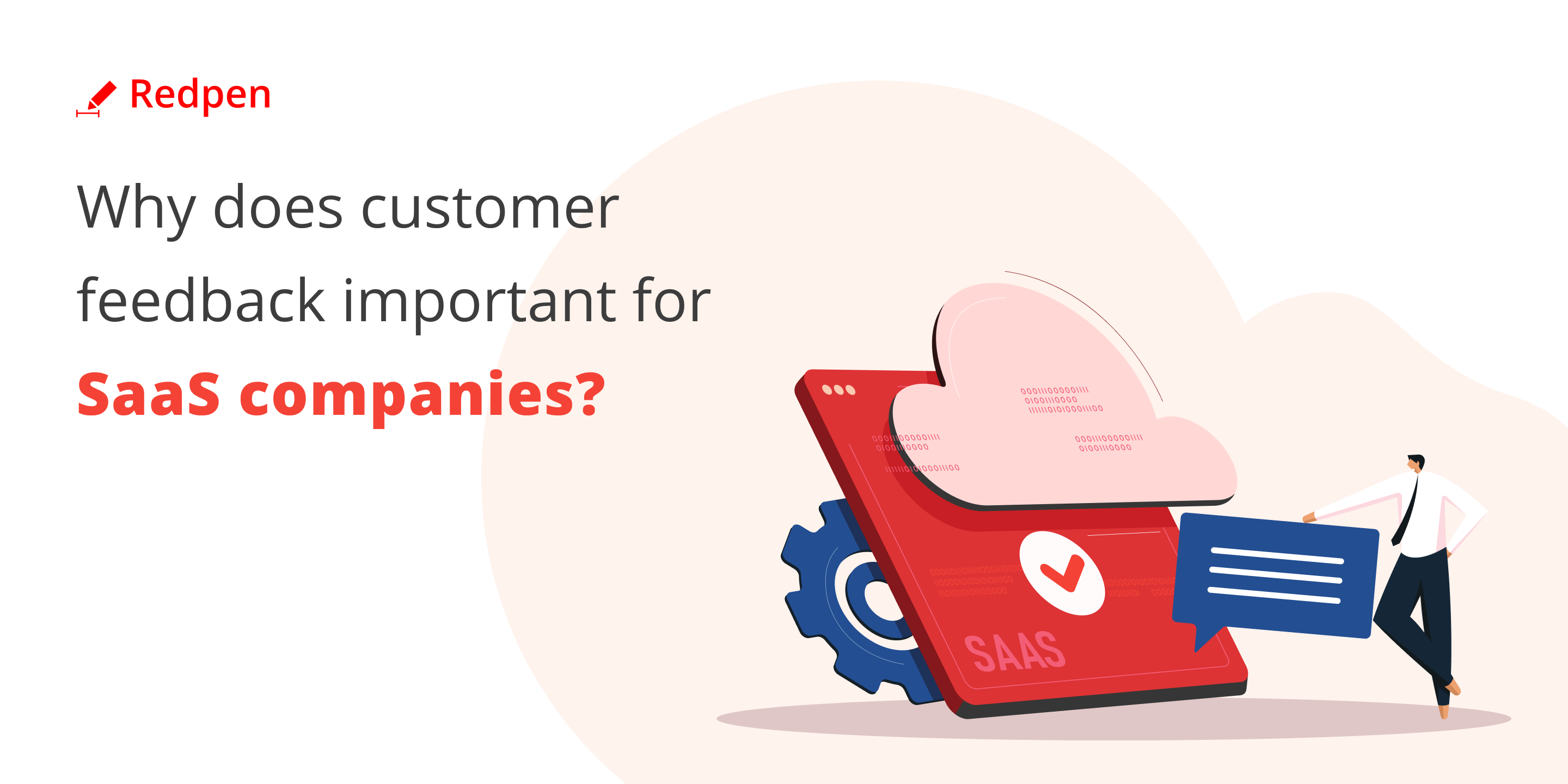 Blog post thumbnail from Redpen featuring insights on SaaS customer feedback, productivity tips, and WordPress plugin release.