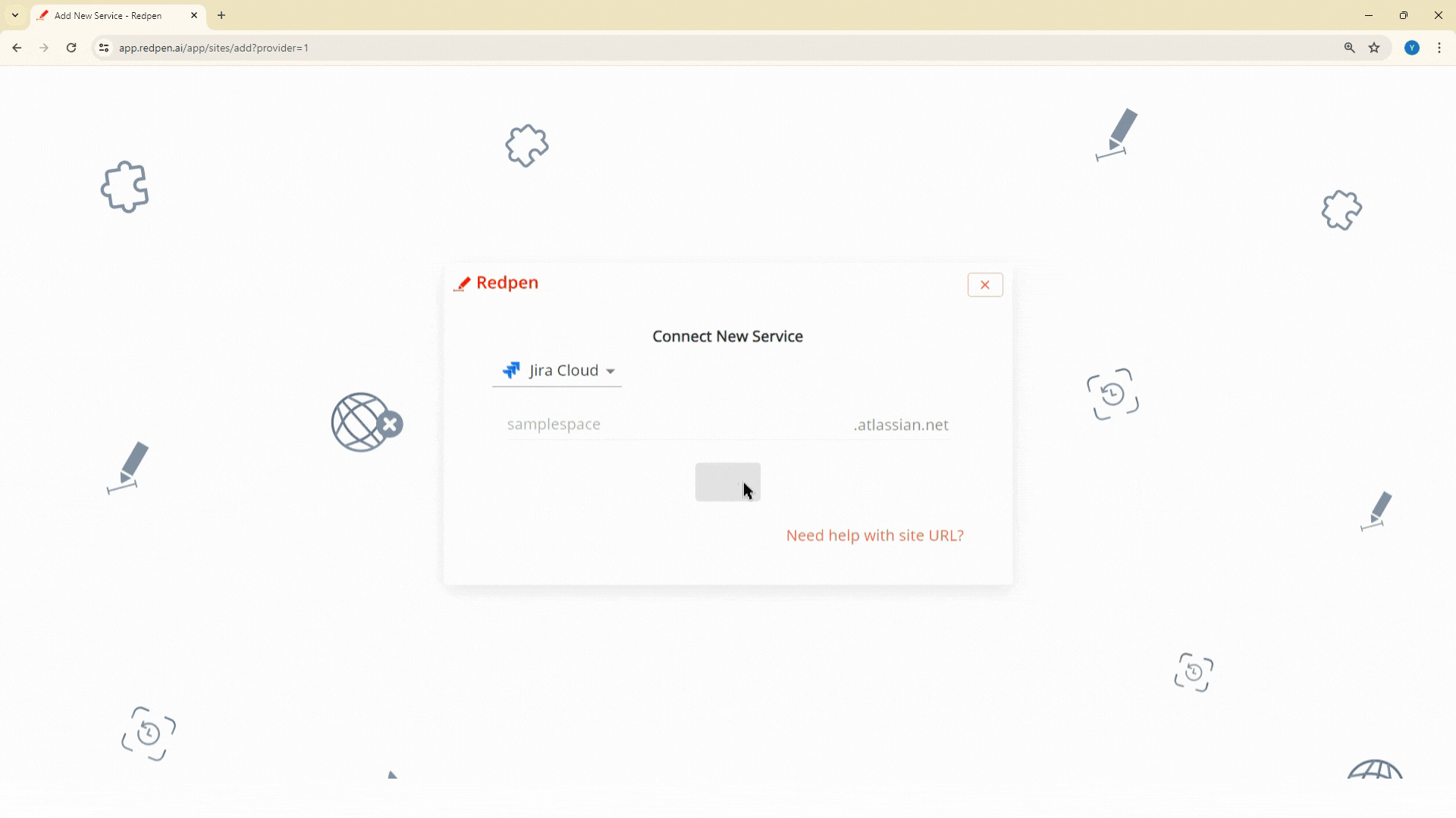 Select the Jira site to link with Redpen