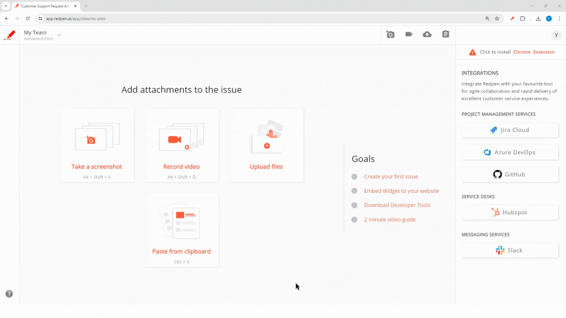Navigate to the Integration panel or Service selection menu in Redpen and select HubSpot